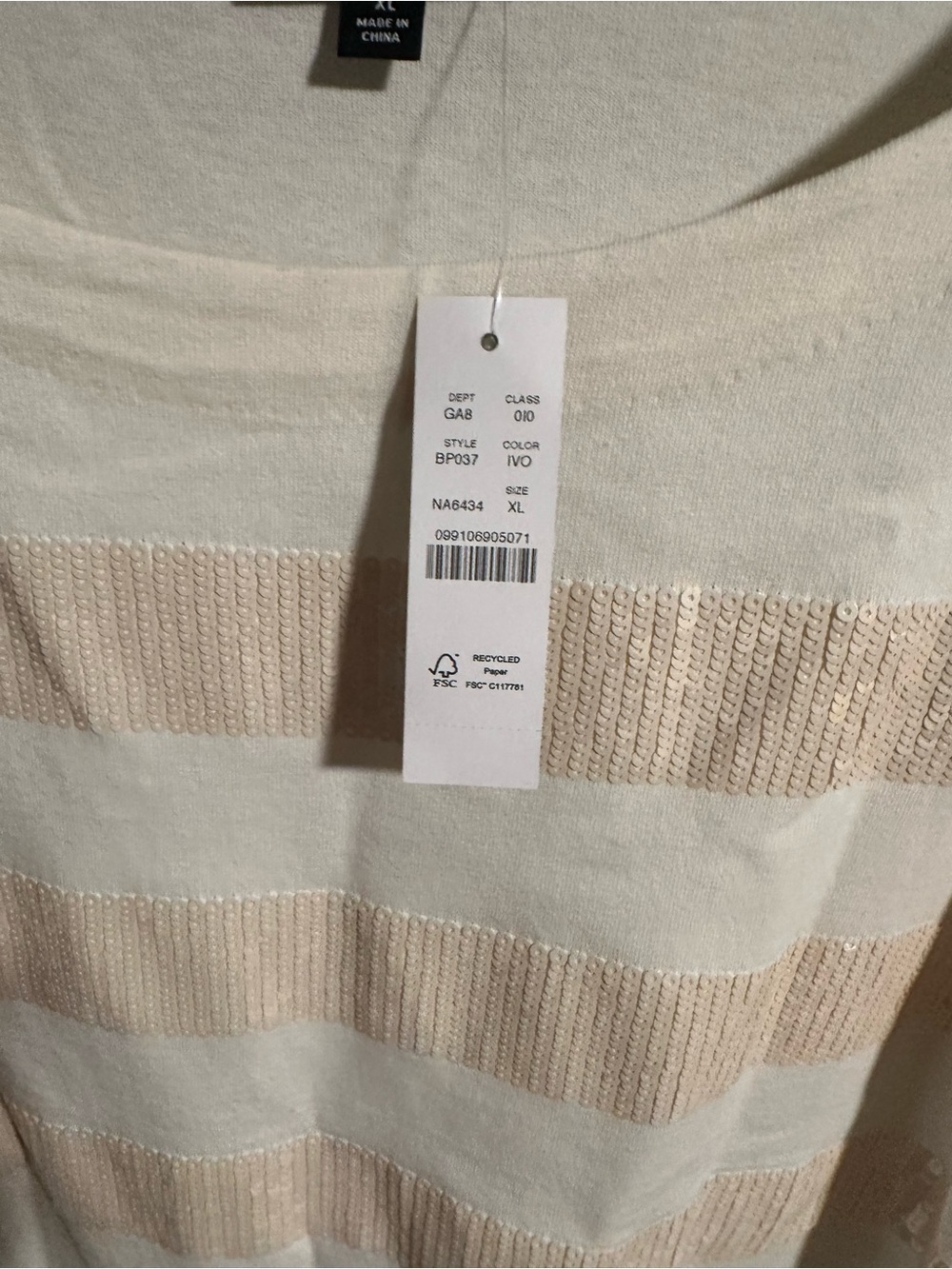 J.Crew cream sequin stripe shirt NWT XL - Picture 5 of 12